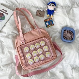 Japanese Ita Bag: Transparent Kawaii Shoulder Tote, Anime Pin Display