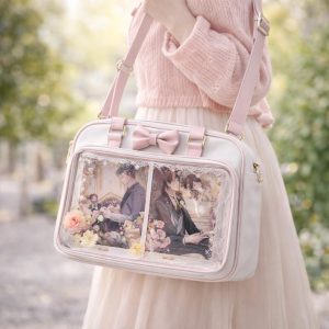 Japanese Ita Shoulder Bag with Transparent Window – Anime Pin Display Handbag