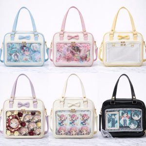 Japanese Ita Shoulder Bag with Transparent Window – Anime Pin Display Handbag