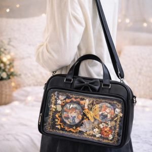 Japanese Ita Shoulder Bag with Transparent Window – Anime Pin Display Handbag