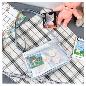 Japanese Itabag Transparent Crossbody Shoulder Bag – Anime Kawaii PVC Display Purse for Pins & Charms