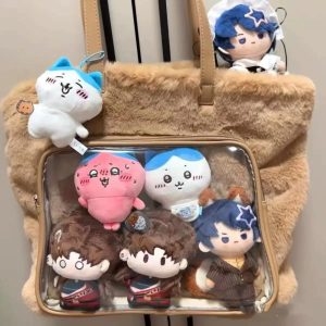 Japanese Pink Ita Bag | Transparent Plush Harajuku Tote Bag Kawaii Large Capacity Purse