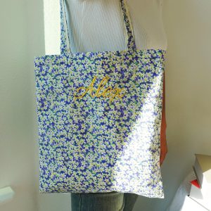 Japanese Style Embroidered Floral Tote Bag, Aesthetic Canvas Shoulder Bag, Romantic Totes, Cute Kawaii Totebag, Personalized Name Tote Bag.