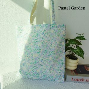 Japanese Style Embroidered Floral Tote Bag, Aesthetic Canvas Shoulder Bag, Romantic Totes, Cute Kawaii Totebag, Personalized Name Tote Bag.