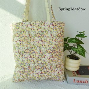 Japanese Style Embroidered Floral Tote Bag, Aesthetic Canvas Shoulder Bag, Romantic Totes, Cute Kawaii Totebag, Personalized Name Tote Bag.