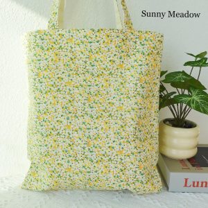 Japanese Style Embroidered Floral Tote Bag, Aesthetic Canvas Shoulder Bag, Romantic Totes, Cute Kawaii Totebag, Personalized Name Tote Bag.