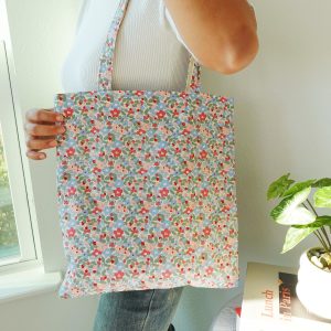 Japanese Style Embroidered Floral Tote Bag, Aesthetic Canvas Shoulder Bag, Romantic Totes, Cute Kawaii Totebag, Personalized Name Tote Bag.