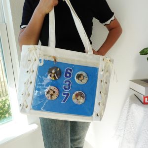 Kawaii Anime Ita Bag Tote, Lace-Up Side Clear window Pin Display Bag | Premium Fabric with Smooth Satin Finish | Pin Collector itaBag.