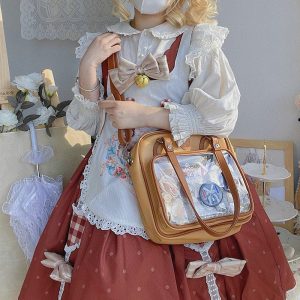 Kawaii Bear, Rabbit, Cat Square Student Ita Bag