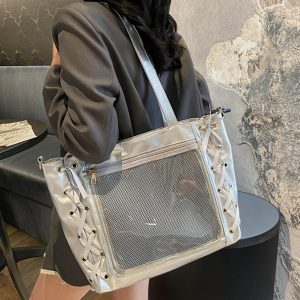 Kawaii Bow Ita Bag, Ribbon Window Crossbody Bag, Cute PU Display Bag for Pins & Plushies, Harajuku Shoulder Bag, Gift for Anime Lovers