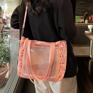 Kawaii Bow Ita Bag, Ribbon Window Crossbody Bag, Cute PU Display Bag for Pins & Plushies, Harajuku Shoulder Bag, Gift for Anime Lovers