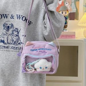 Kawaii Cat Ita Bag | Nylon Embroidered Crossbody Display Bag