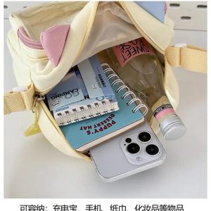 Kawaii Cat Ita Bag | Nylon Embroidered Crossbody Display Bag