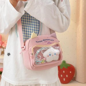 Kawaii Cat Ita Bag | Nylon Embroidered Crossbody Display Bag