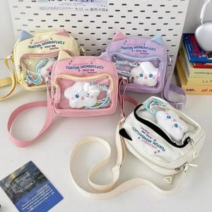 Kawaii Cat Ita Bag | Nylon Embroidered Crossbody Display Bag