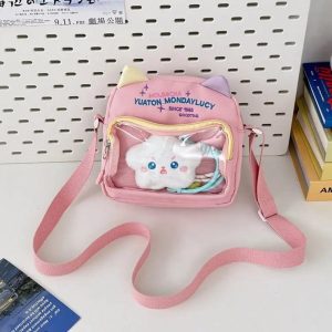 Kawaii Cat Ita Bag | Nylon Embroidered Crossbody Display Bag
