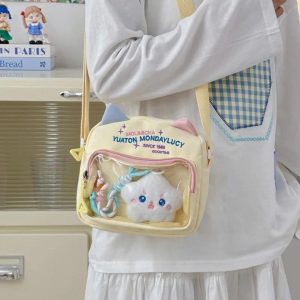 Kawaii Cat Ita Bag | Nylon Embroidered Crossbody Display Bag