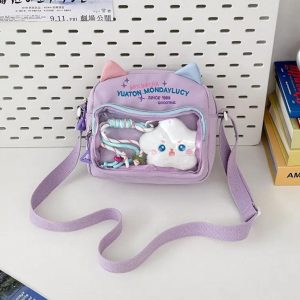 Kawaii Cat Ita Bag | Nylon Embroidered Crossbody Display Bag