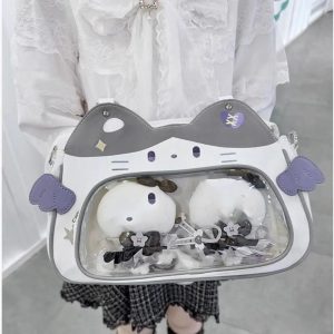 Kawaii Cat Ita Bag: PU Leather Crossbody Tote, Y2K Handbag