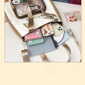Kawaii Cat Ita Shoulder Bag | Large Capacity Nylon Crossbody | Transparent Display Tote | Y2K Cute Women Handbag