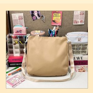 Kawaii Cat Ita Shoulder Bag | Large Capacity Nylon Crossbody | Transparent Display Tote | Y2K Cute Women Handbag