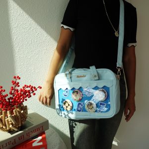 Kawaii Cute Ita Bag Crossbody, Wave Shaped Window Anime Cosplay Shoulder itaBag, Unique Purse, Pin Display Bag.
