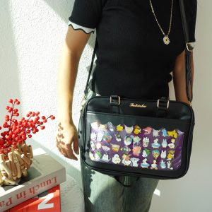 Kawaii Cute Ita Bag Crossbody, Wave Shaped Window Anime Cosplay Shoulder itaBag, Unique Purse, Pin Display Bag.