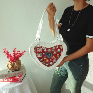 Kawaii Heart Ita Bag, Cute Anime Cosplay Crossbody bag, Cute Itabag Purse, Shoulder Pin Bag, Unique Handbag.
