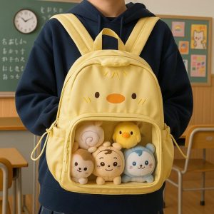 Kawaii Ita Backpack – Nylon Mochila with Clear Display Pocket