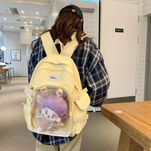 Kawaii Ita Backpack: Transparent Plush Doll Display - Anime School Bag