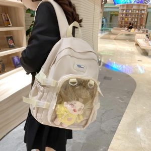 Kawaii Ita Backpack: Transparent Plush Doll Display - Anime School Bag