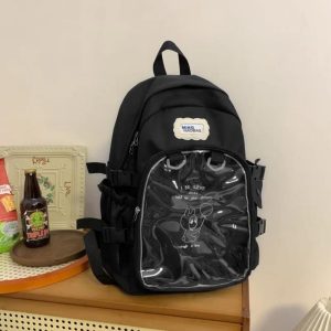 Kawaii Ita Backpack: Transparent Plush Doll Display - Anime School Bag