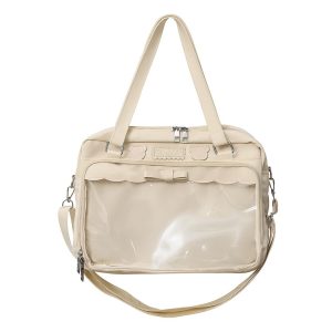 Kawaii Ita Bag: Clear Window Canvas Crossbody - Harajuku Y2K Style