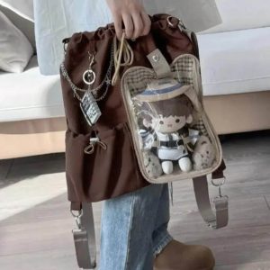 Kawaii Ita Bag – Drawstring Bow, Doll Display Backpack