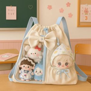 Kawaii Ita Bag – Drawstring Bow, Doll Display Backpack