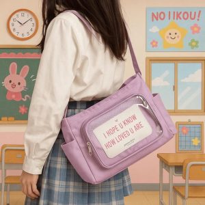 Kawaii Ita Bag: Japanese Collage Style Transparent Crossbody Bag