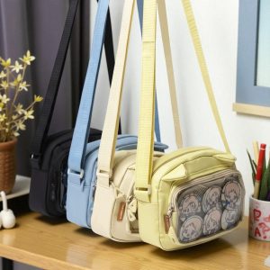 Kawaii Ita Bag Shoulder Purse with Clear Display Pocket for Pins, Charms & Photocards