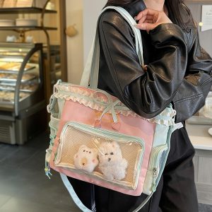 Kawaii Ita Bag With Heart Bow, Custom Cosplay Bag, Anime Convention Bag, Clear Window Display Bag, Gift For Daughter, Cute Cosplay Gift