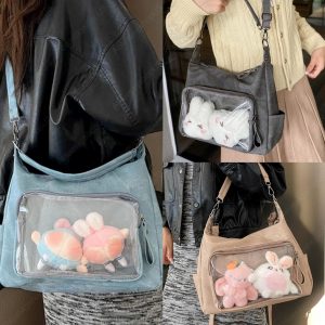 Kawaii Ita Bag With Transparent Window, Crossbody Pin Display Backpack, Cute Anime Shoulder Bag, Cute Cosplay Bag, Pin Collector Bag