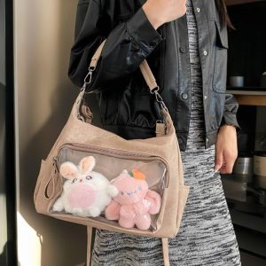 Kawaii Ita Bag With Transparent Window, Crossbody Pin Display Backpack, Cute Anime Shoulder Bag, Cute Cosplay Bag, Pin Collector Bag