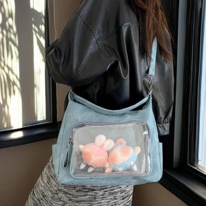 Kawaii Ita Bag With Transparent Window, Crossbody Pin Display Backpack, Cute Anime Shoulder Bag, Cute Cosplay Bag, Pin Collector Bag