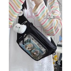Kawaii Ita Chest Waist Bag – Japanese Transparent Crossbody Shoulder Fanny Pack for Pins & Charms