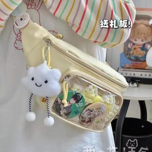 Kawaii Ita Chest Waist Bag – Japanese Transparent Crossbody Shoulder Fanny Pack for Pins & Charms