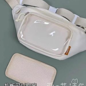 Kawaii Ita Chest Waist Bag – Japanese Transparent Crossbody Shoulder Fanny Pack for Pins & Charms