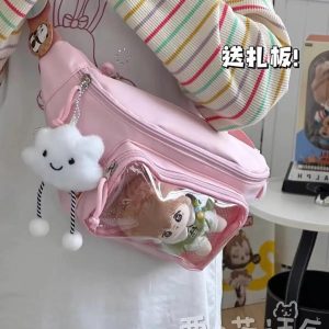 Kawaii Ita Chest Waist Bag – Japanese Transparent Crossbody Shoulder Fanny Pack for Pins & Charms