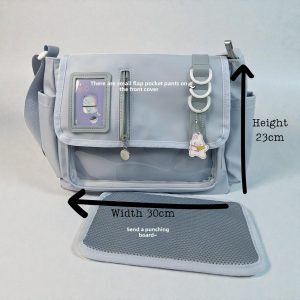 Kawaii Ita Messenger Bag, Aesthetic Crossbody Tote, Pastel Shoulder Bag, Cute Satchel for Students