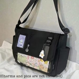 Kawaii Ita Messenger Bag, Aesthetic Crossbody Tote, Pastel Shoulder Bag, Cute Satchel for Students
