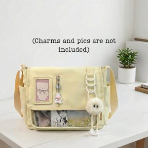 Kawaii Ita Messenger Bag, Aesthetic Crossbody Tote, Pastel Shoulder Bag, Cute Satchel for Students