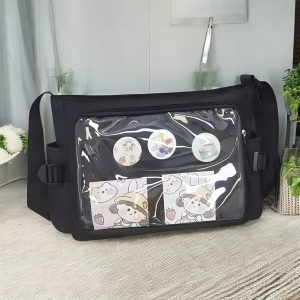 Kawaii Ita Tote Bag with Decorative Pocket, Customizable Colors