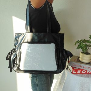 Kawaii Ruffle Ita Tote Bag with Clear Window, Cute Ita Totes with Two Insert, Anime Pin Itabag, Unique Display Shoulder Bag for Collectors.